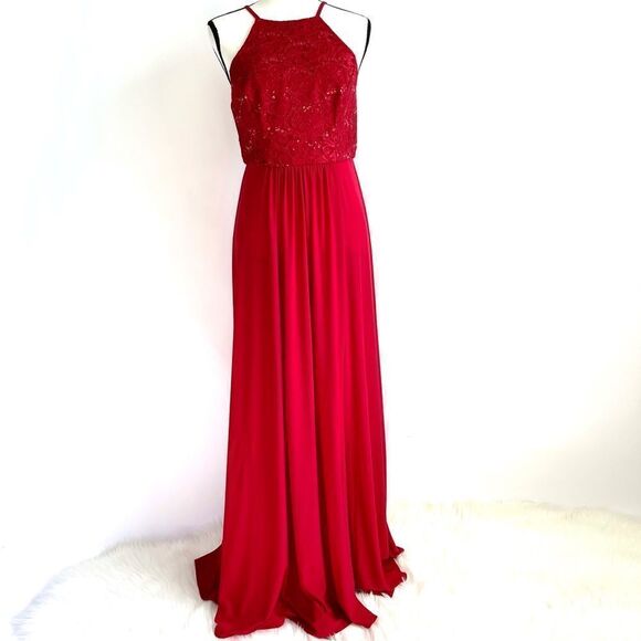 Hightway Red Maxi Halter Gown dress - Picture 1 of 9